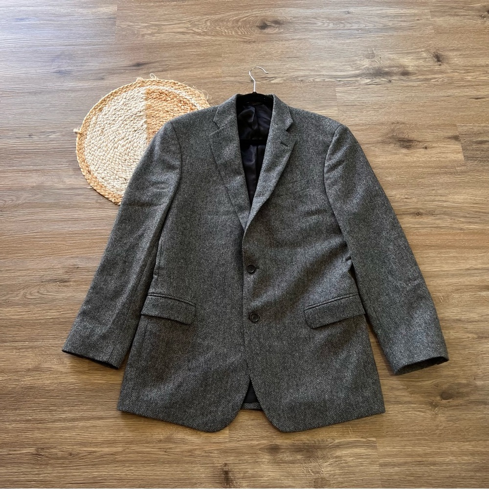 BROOKS BROTHERS Fitzgerald Fit Wool Blazer Gray Herringbone 2 Button Sport Coat